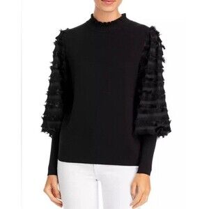 Y2K Whimsigoth Eyelash Bishop Sleeve Women’s Sz Small Black Holiday Party